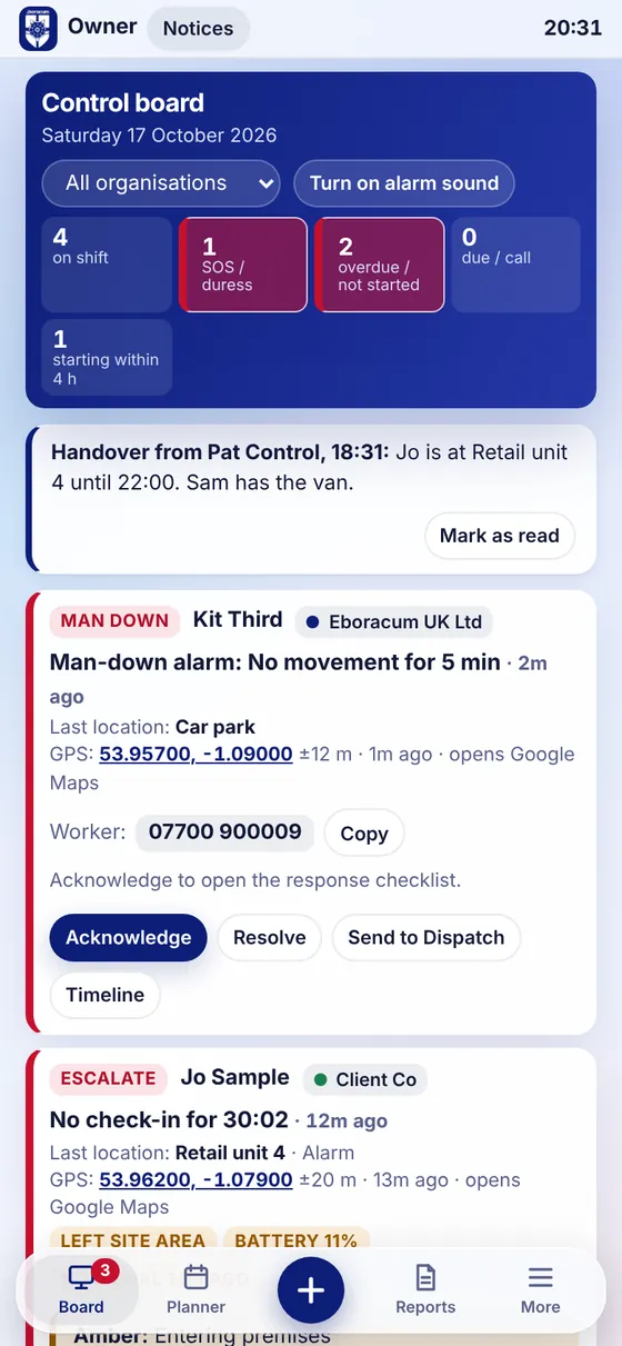Control board on a phone